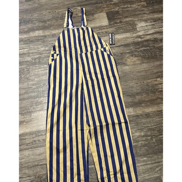Game Bibs Overalls Navy Gold Striped Mens XL NEW Notre Dame - Picture 1 of 5